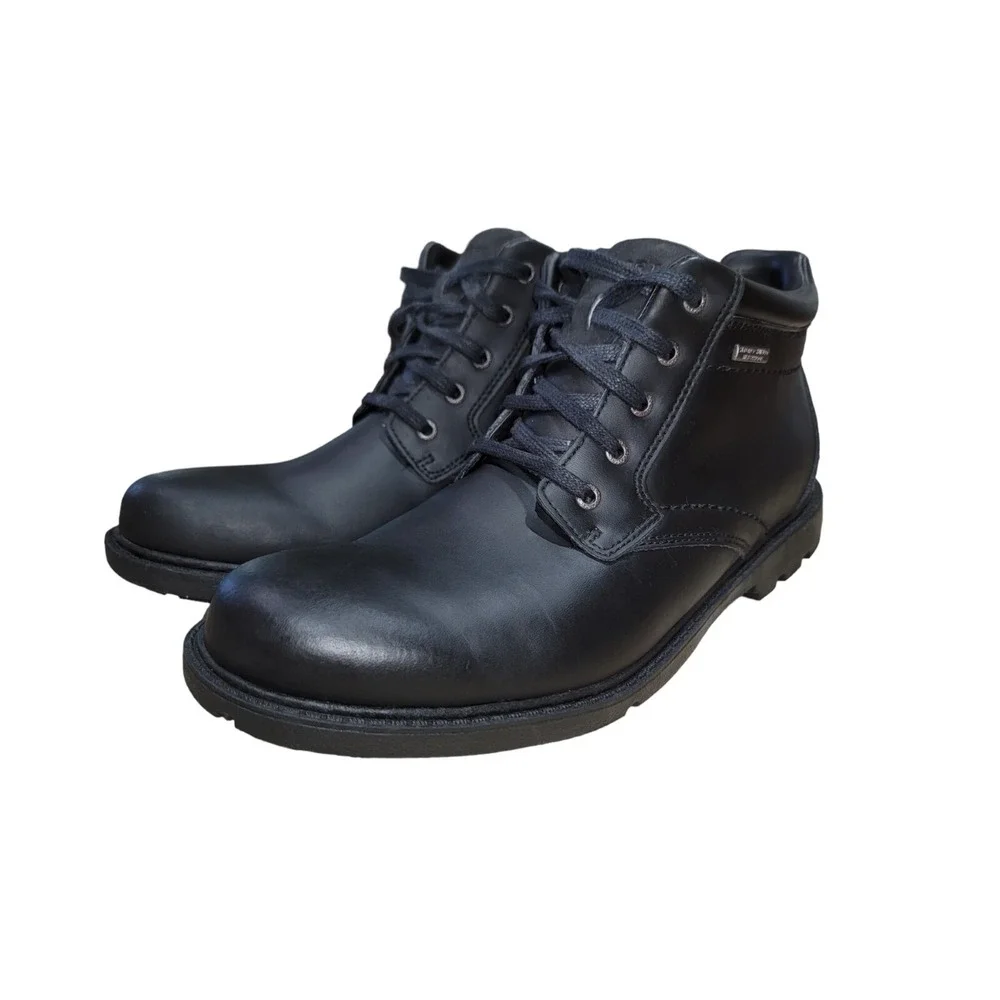 Rockport Storm Surge Men's Black Leather Waterproof Plain Toe Ankle Boots 10 M